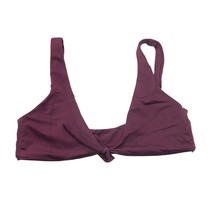 No Boundaries Bikini Top V Neck Tie Front Ribbed Removable Cups Burgundy M - £3.32 GBP