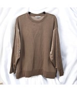 ATHLETA Retroplush Velvet Crewneck Sweatshirt Women&#39;s Size 1X Brown/Beig... - $31.78