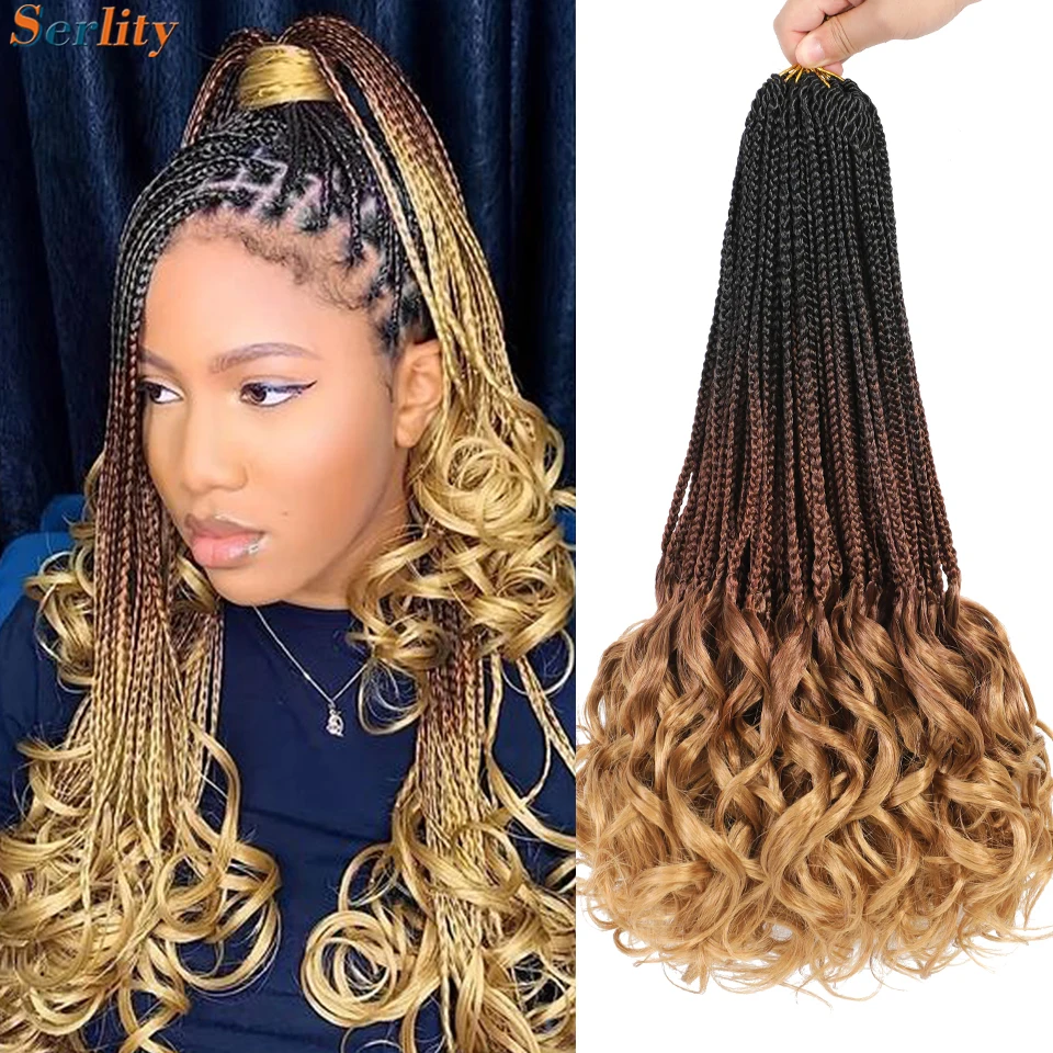 14 18&quot; Pre Looped French Curl Crochet Hair With Curly Ends Ombre Blonde Burgundy - £10.02 GBP+