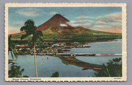 Mayon Volcano Philippines Linen Postcard Tropical Vintage PC - £6.17 GBP