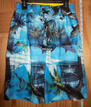 Joe Boxer Boy Clothes Large Blue Surfing Swimwear Shark Swim Trunk Bathing Suit - £15.12 GBP