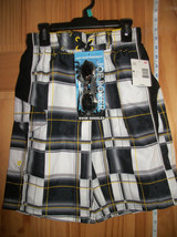 Joe Boxer Boy Clothes Large Swimwear Plaid Swim Trunks Black Bathing Suit New - $18.99