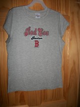 MLB Women Clothes Large Boston Red Sox Adult Baseball Shirt Gray Base Ball Top - £12.85 GBP