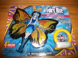 Toy Gift Fairy Kite Mini Microlite Mylar SkyTails Yellow Wing Pixie Blue Hair - $6.64