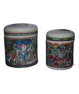 Pair of Colorful Vanity Canisters Glossy Finish - £31.01 GBP