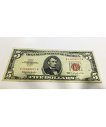 1963 $5 Five Dollar Bill Red Seal United States Note - $11.00