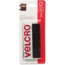 VELCRO USA INC. Sticky-Back Hook and Loop Square Fasteners on Strips 7/8&quot; Black - £10.16 GBP