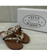 Steve Madden Athens Strappy Flat Sandal Natural Snake Faux Leather Sz 7 ... - £12.57 GBP