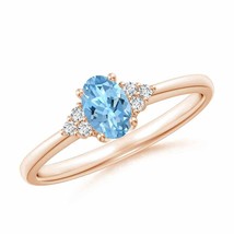 ANGARA 0.46 Ct Solitaire Oval Aquamarine and Diamond Promise Ring in 14K Gold - $755.10