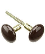 Porcelain Door Knob Set. Pair of Brown Porcelain Doorknobs with Brass Sh... - $29.21