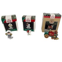 Lot 3 Vintage Hallmark Keepsake Ornaments Husky Locomotive Frosty  - $19.99