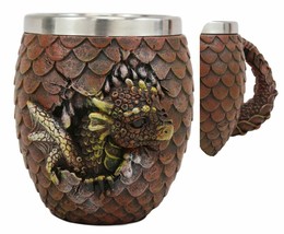 Ebros Medieval Elemental Red Dragon Scale Egg With Wyrmling Mugs (Fire Red) - £21.51 GBP