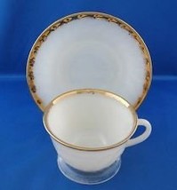 Fire King Swirl Vintage Cup and Saucer White 22K Golden Anniversary - £7.74 GBP