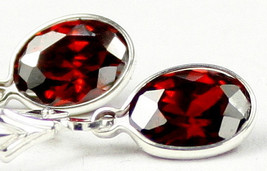 SE001, 8x6mm Burgundy CZ, 925 Sterling Silver Leverback Earrings - $40.94