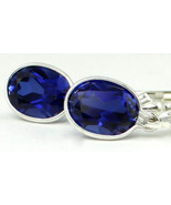 SE001, 8x6mm Created Blue Sapphire, 925 Sterling Silver Leverback Earrings - £43.30 GBP