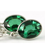SE001, 8x6mm Created Emerald Spinel, 925 Sterling Silver Leverback Earrings - £96.58 GBP