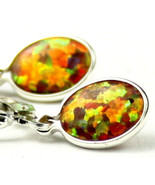 SE001, 8x6mm Created Red-Brown Opal, 925 Sterling Silver Leverback Earrings - £39.87 GBP