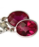 SE001, 8x6mm Created Ruby, 925 Sterling Silver Leverback Earrings - £41.59 GBP