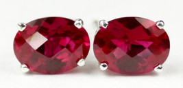 SE002, 8x6mm Created Ruby, 925 Sterling Silver Post Earrings - £31.72 GBP