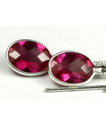 SE005, 8x6mm Created Ruby, 925 Sterling Silver Threader Earrings - £42.96 GBP