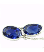 SE005, 8x6mm Created Blue Sapphire, 925 Sterling Silver Threader Earrings - £44.68 GBP