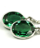 SE005, 8x6mm Created Emerald Spinel, 925 Sterling Silver Threader Earrings - £97.96 GBP