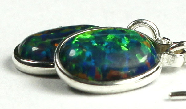 SE005, 8x6mm Created Blue/Green Opal, 925 Sterling Silver Threader Earrings