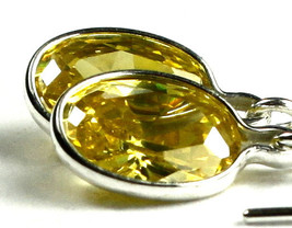 SE005, 8x6mm Golden Yellow Cubic Zirconia, 925 Sterling Silver Threader Earrings - $44.72