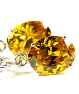 SE107, 10x8mm Golden Yellow CZ, 925 Sterling Silver Leverback Earrings - £31.48 GBP