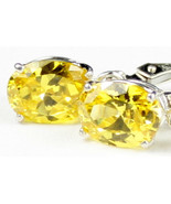 SE007, 8x6mm Golden Yellow CZ, 925 Sterling Silver Leverback Earrings - £29.98 GBP