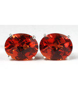 SE102, 10x8mm Created Padparadsha Sapphire, 925 Sterling Silver Post Ear... - £45.41 GBP