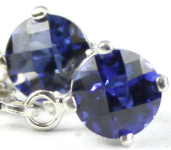 SE017, 6mm Created Blue Sapphire, 925 Sterling Silver Leverback Earrings - $48.18