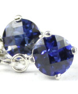 SE017, 6mm Created Blue Sapphire, 925 Sterling Silver Leverback Earrings - £38.51 GBP