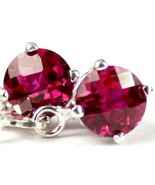 SE017, 6mm Created Ruby, 925 Sterling Silver Leverback Earrings - £33.35 GBP