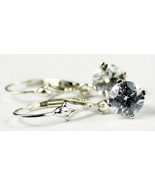 SE017, 6.5mm Cubic Zirconia (CZ), 925 Sterling Silver Leverback Earrings - £29.91 GBP