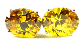 SE102, 10x8mm Golden Yellow CZ, 925 Sterling Silver Post Earrings - £44.44 GBP