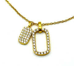 Gold Over 925 Sterling Silver CZ Pendant Necklace - £30.07 GBP