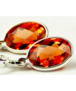 SE001, Created Padparadsha Sapphire, 925 Sterling Silver Leverback Earrings - £45.02 GBP