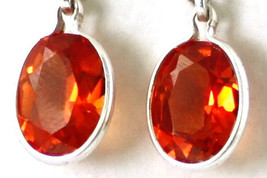 SE101, Created Padparadscha Sapphire, 925 Sterling Silver Leverback Earr... - $67.51