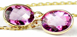 An item in the Jewelry & Watches category: E005, 8x6mm Pure Pink Topaz, 14KY Gold Threader Earrings
