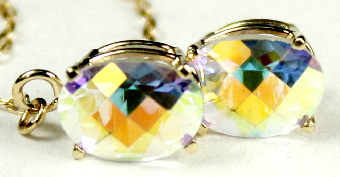 E003, 8x6mm Mercury Mist Topaz, 14KY Threader Earrings