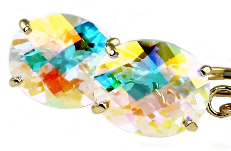 E107, 10x8mm Mercury Mist Topaz, 14KY Leverback Earrings