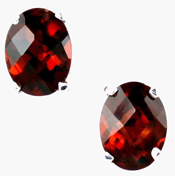 SE002,  8x6mm Mozambique Garnets, 925 Sterling Silver Post Earrings