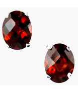 SE002,  8x6mm Mozambique Garnets, 925 Sterling Silver Post Earrings - £42.41 GBP