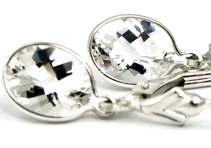 Primary image for SE001, 8x6mm Silver Topaz, 925 Sterling Silver Leverback Earrings