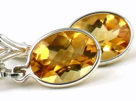 Primary image for SE001, 8x6mm Natural Genuine Citrine, 925 Sterling Silver Leverbacks Earrings