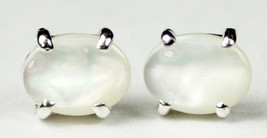 SE002C, 8x6mm Mother of Pearl, 925 Sterling Silver Post Earrings - £25.16 GBP