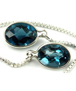 SE005, 8x6mm London Blue Topaz, 925 Sterling Silver Threader Earrings - £63.58 GBP