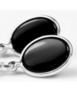 SE001, 8x6mm Black Onyx, 925 Sterling Silver Leverback Earrings - $41.28