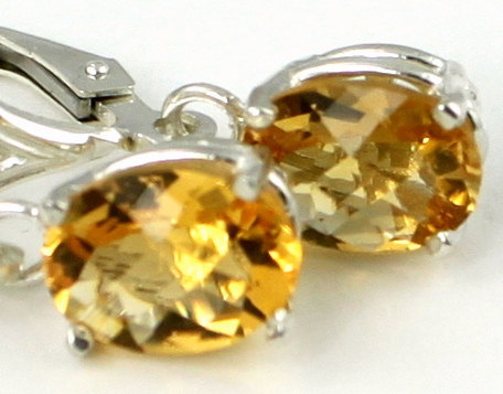 SE007, 8x6mm Natural Genuine Citrine, 925 Sterling Silver Leverbacks Earrings